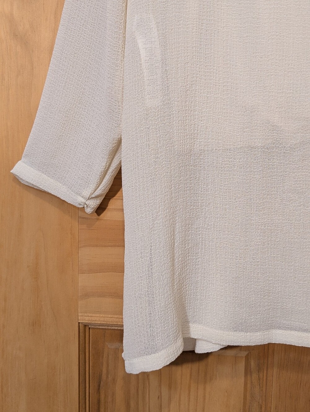 Chico's Drama Embellished Tunic Cashew Cream Beige LS Blouse Sz 0/Sm Boho Flowy - Picture 13 of 16